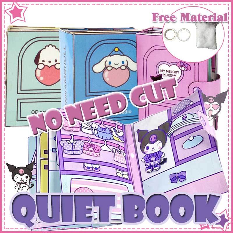 Quiet Book Montessori Toys for Girls 3-6 Years KUROMI Melody DIY Educational Puzzle Sticker Book Busy Book for Kids