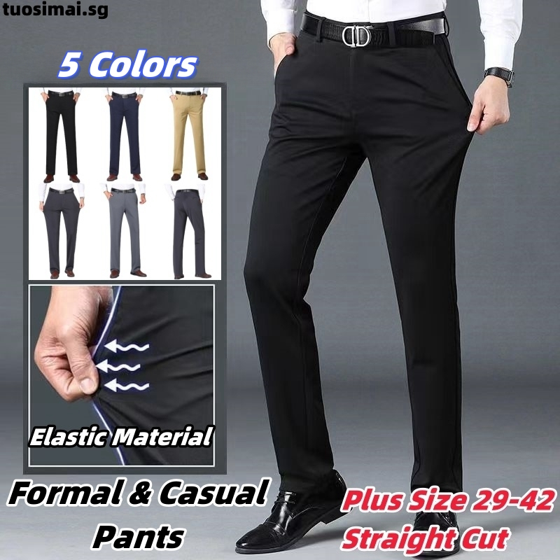 [Local Delivery] CEO Men's Formal Pants Office Stretchable Elastic Straight Cut Loose Pant Casual Business Long Trousers