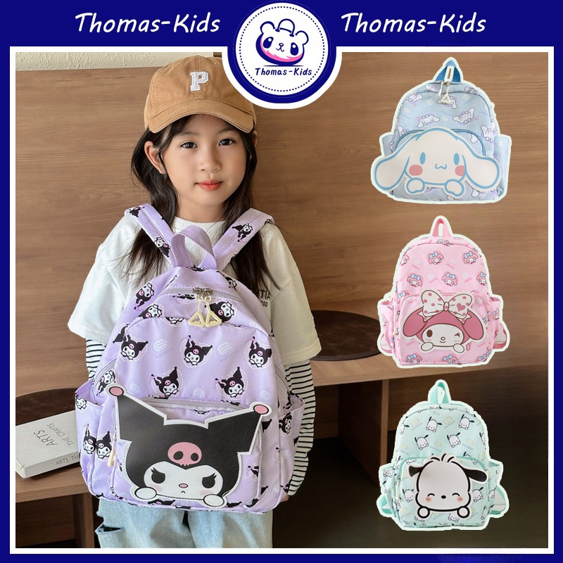 [THOMAS KIDS] Girls Backpacks Large Capacity Waterproof Schoolbag Cartoon Kuromi Shoulder Bag