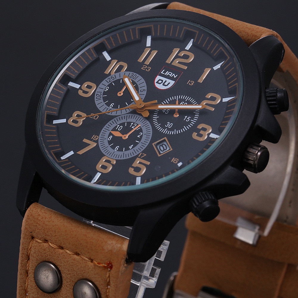 Men Watch / Sport / Leather Waterproof / Calendar Display / Casual Watches