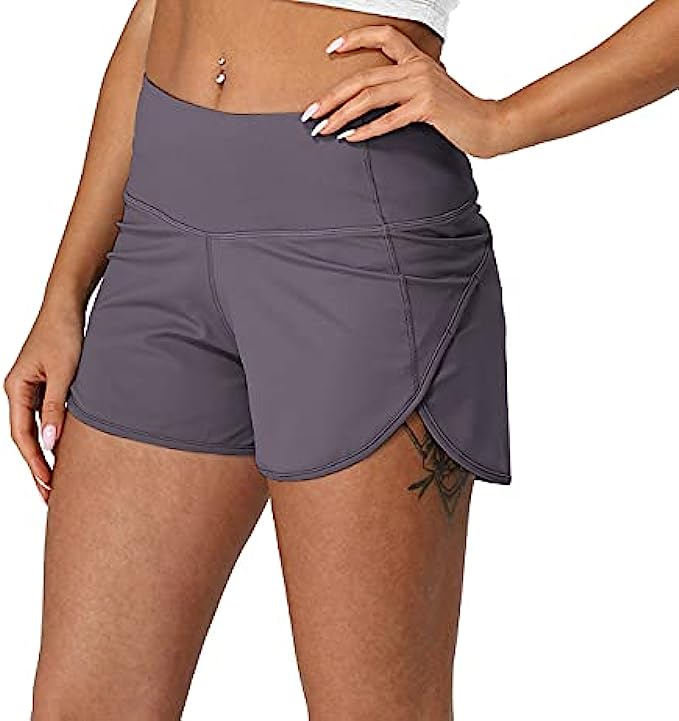 icyzone Women's Quick-Dry Athletic Running Workout Yoga Shorts - 3 Inches