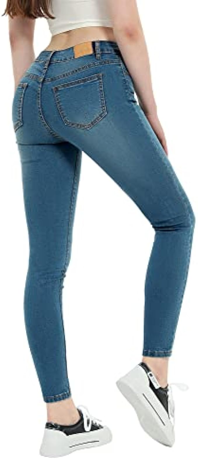 vgainwells Women's Mid Rise Stretch Skinny Jeans Classic Totally Shaping Denim Pants Medium Blue，9