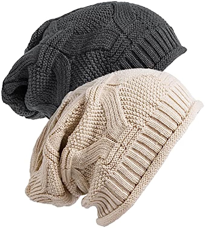 Senker Fashion 2 Pack Womens Slouchy Beanie Winter Knit Soft Hat for Women and Men