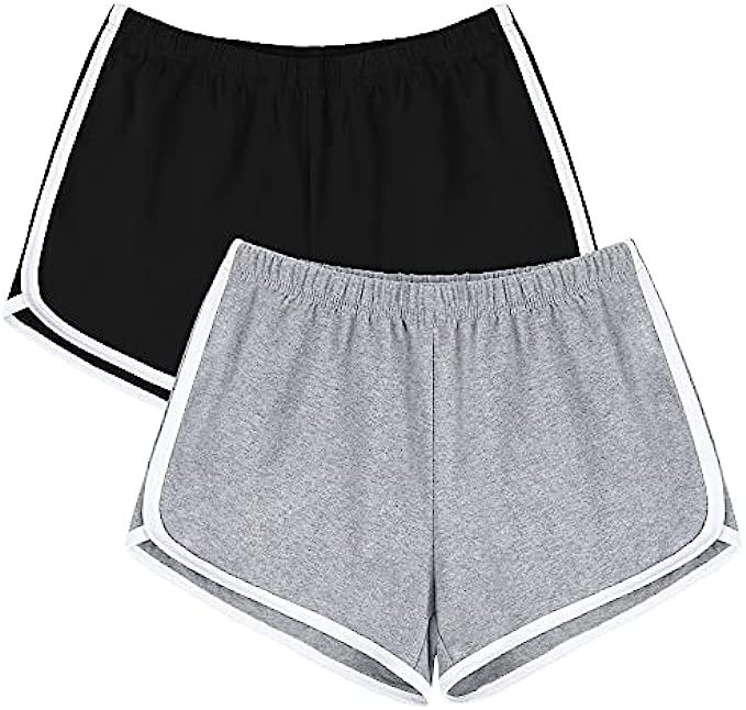 URATOT 2 Pack Cotton Sport Shorts Yoga Dance Short Pants Summer Athletic Shorts