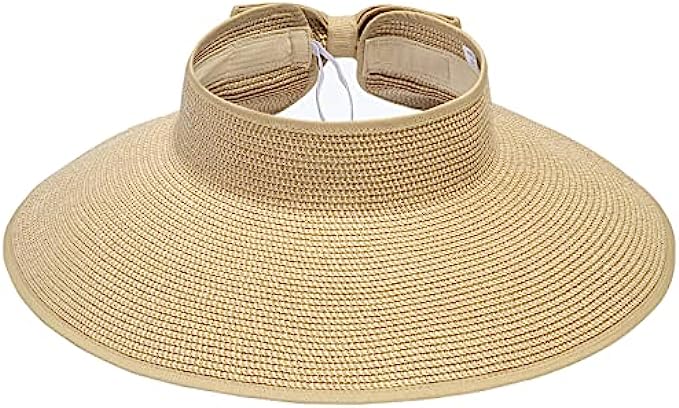Simplicity Women's UPF 50+ Wide Brim Roll-up Straw Sun Hat Sun Visor
