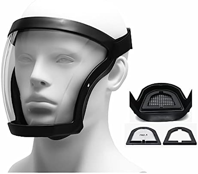 Full face shield, Super protective anti-fog transparent High-Definition face shield, With removable filter tank and filter cotton, suitable for adults