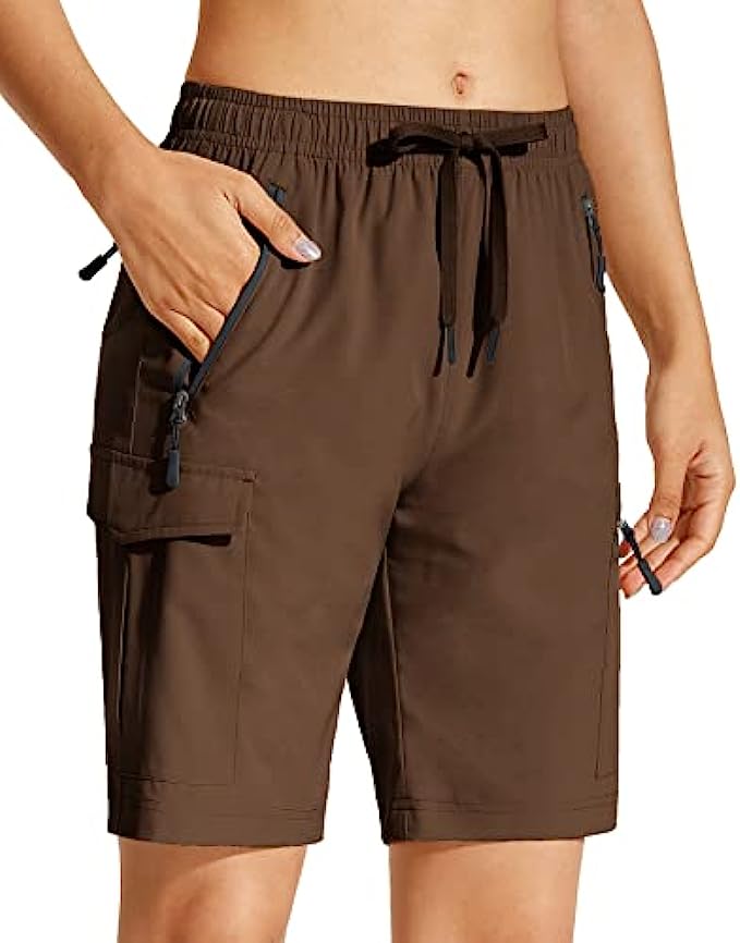 Capol Women's Hiking Cargo Shorts 8.5" Quick Dry Summer Shorts Lightweight for Golf Travel Athletic with Zipper Pockets