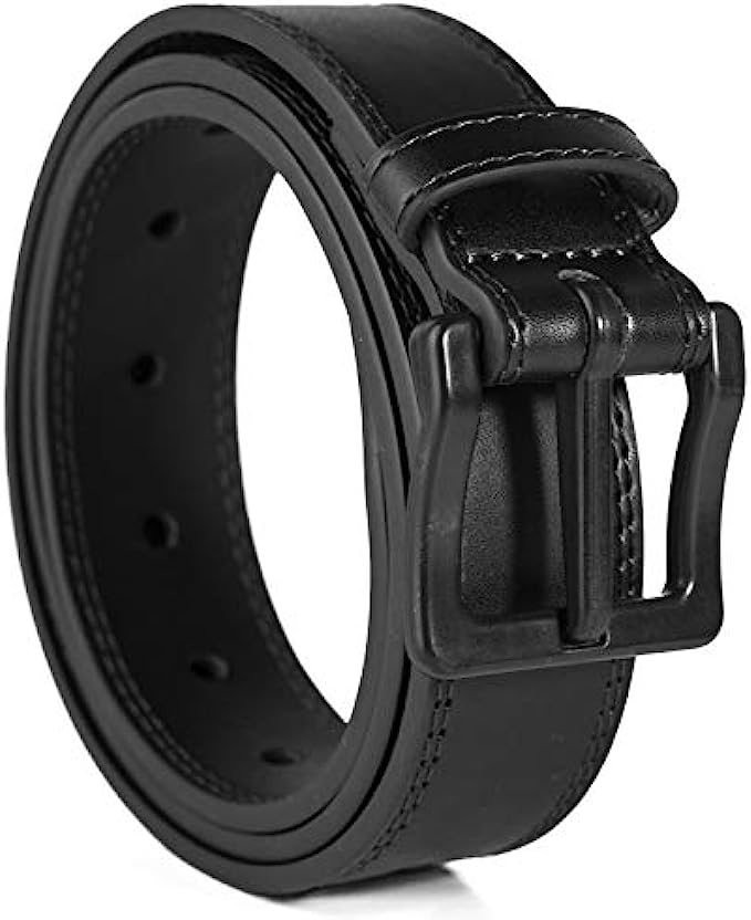 ITAY Metal Free Leather Belt - 34 mm - Hypoallergenic - Airport Friendly Nickel Free Strong New Buckle