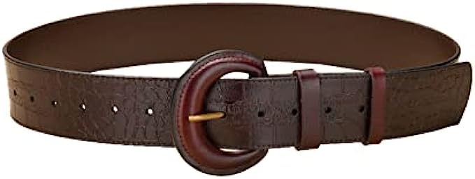 Toptim Womens Leather Belt Smooth Slim Wide Waistband 48mm for Dress Jeans Long Coat