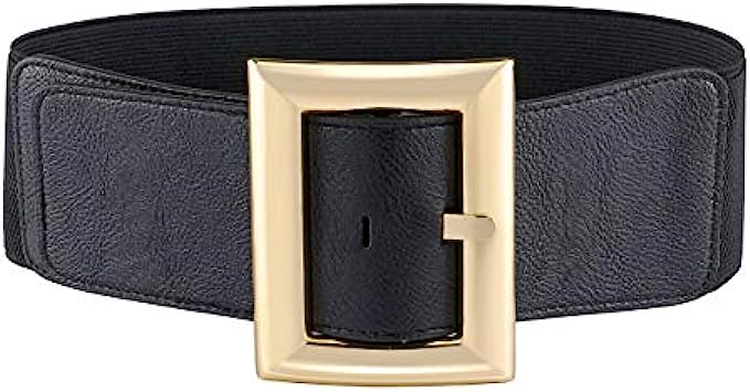 Ayliss Women Wide Elastic Dress Belt Stretch Waist Belt Vintage Fashion Cinch Belt Buckle Retro PU Leather Waistband Cosplay