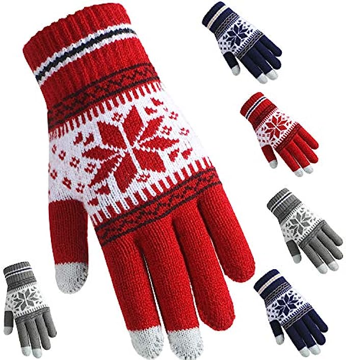3 Pairs Texting Touchscreen Gloves Stretch Knitted Mechanic Winter Warm Gloves