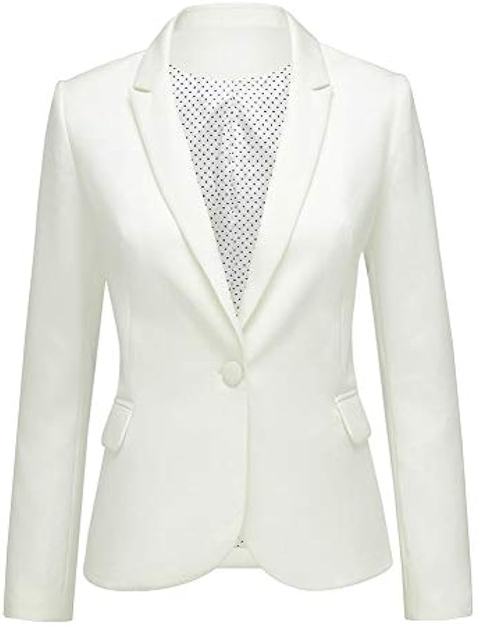 luvamia Women's Long Sleeve Formal Notch Lapel Button Down Blazer Pockets Jacket