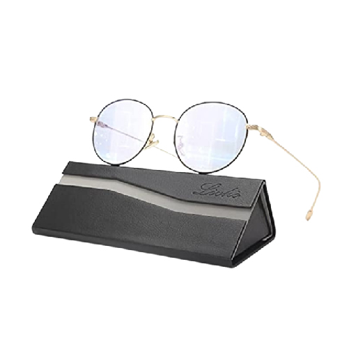 Livho Blue Light Blocking Glasses, Retro Round Fake Eyeglasses Frames Anti UV Ray Filter Computer Gaming Glasses Women Men (Gold Black Frame,Transparent lens)