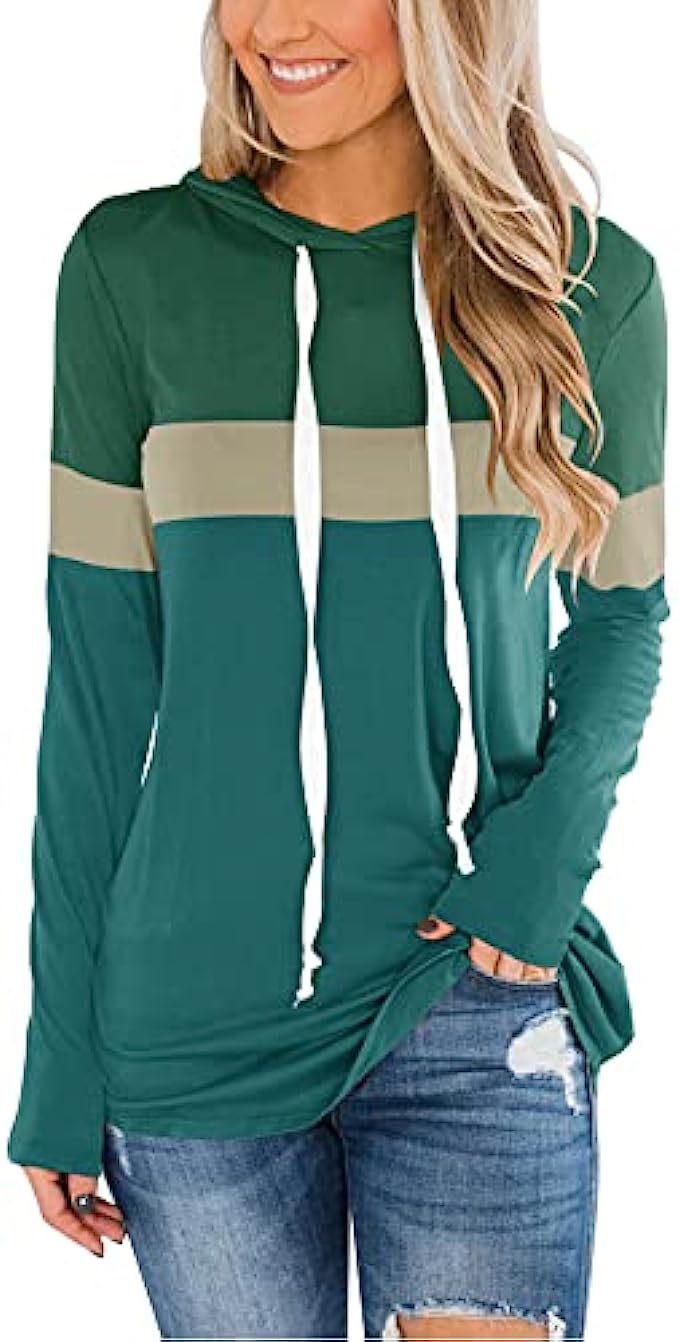 Dbtanjy Women's Long Sleeve Color Block Tunics Round Neck Tops Casual Loose Elegant Pullover Hoodies Sweatshirts