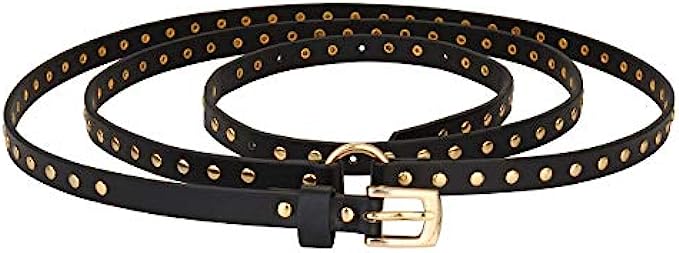 Ayliss Women Punk Leather Belt Skinny Studded Thin Waist Belt Casual Rivet Jean Pants Rock Metal Belts