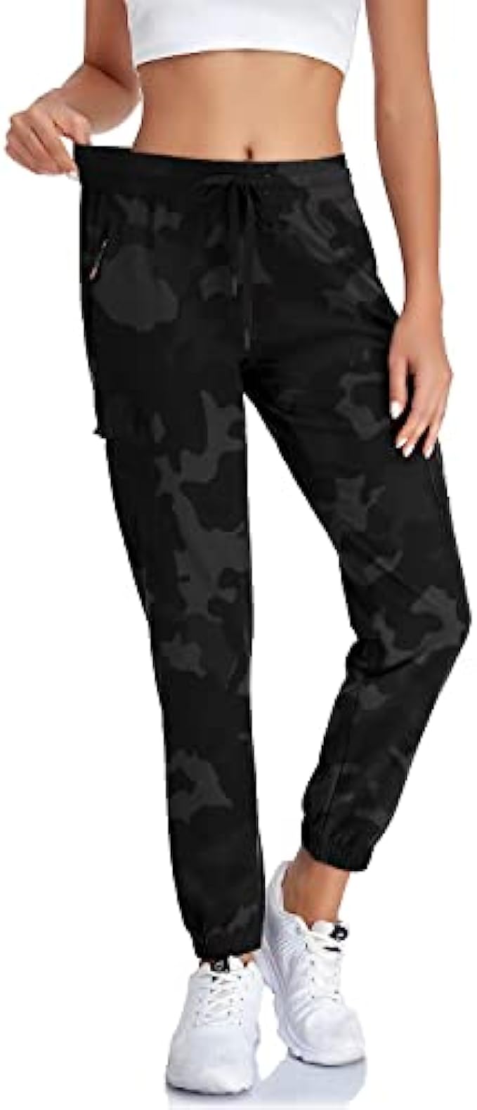 Women's Lightweight Cargo Joggers Quick Dry Hiking Pants Athletic Workout Casual Outdoor Pants with Zipper Pockets