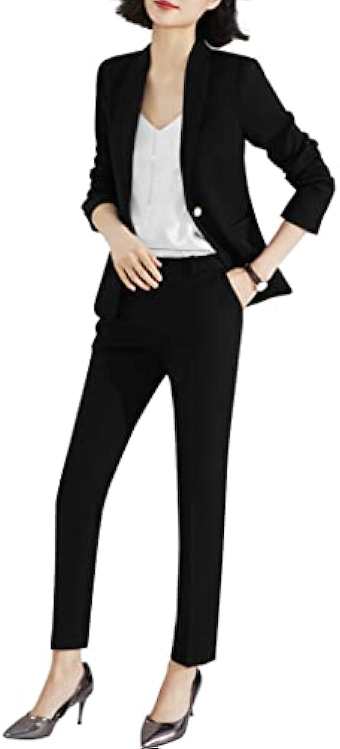 LISUEYNE Women’s Two Pieces Blazer Office Lady Suit Set Work Blazer Jacket and Pant