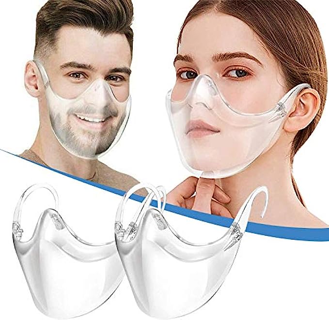 【2 PACK】Clarity Face_Shield for Adult, Clarity Face_Masks Reusable Clear Face_Mask Transparent, All Clear Face Bandanas Breathable Comfortable, Visible Expression for Women Men