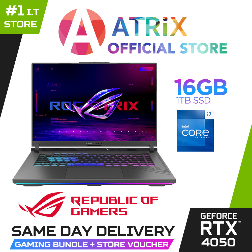 【Same Day Delivery】ROG Strix G16 G614JU-N3089W | 16 FHD+ | Intel i7-13650HX | RTX4050 | 16GB RAM | 1TB SSD |