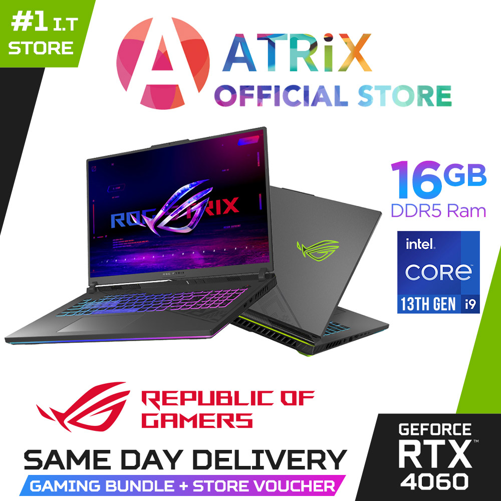 【Same Day Delivery】ROG Strix G18 G814JV-N6060W | 18" WQHD | i9-13980HX | RTX 4060 | 16GB DDR4/1TB SSD | Win11 Home | 2Y