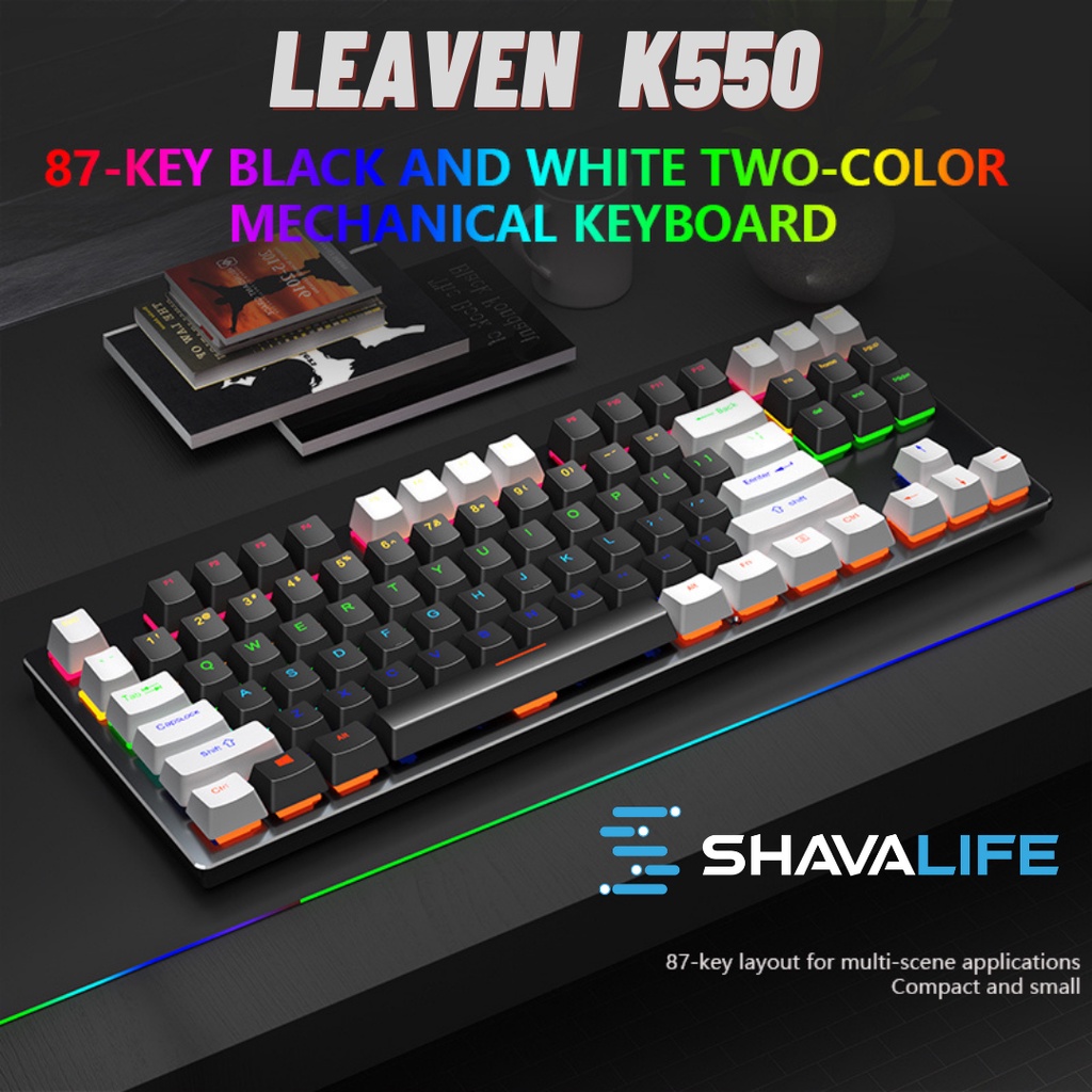 LEAVEN K550 Mechanical Gaming Keyboard With Classic and Retro Typewriter Design 87 Keys TKL