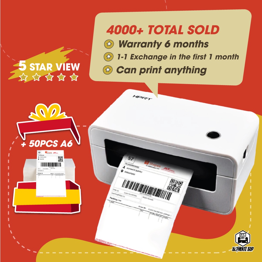Thermal Printer HPRT N41 Label | Barcode Printer with Bluetooth &amp; USB - Ultimate Supply