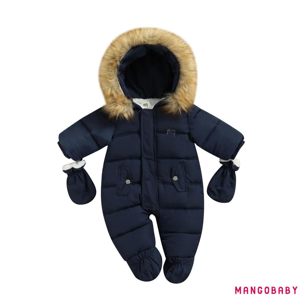 MG-Baby Girls Boys Zipper Down Jumpsuits with Gloves  Winter Romper Jumpsuit Romper Outfits