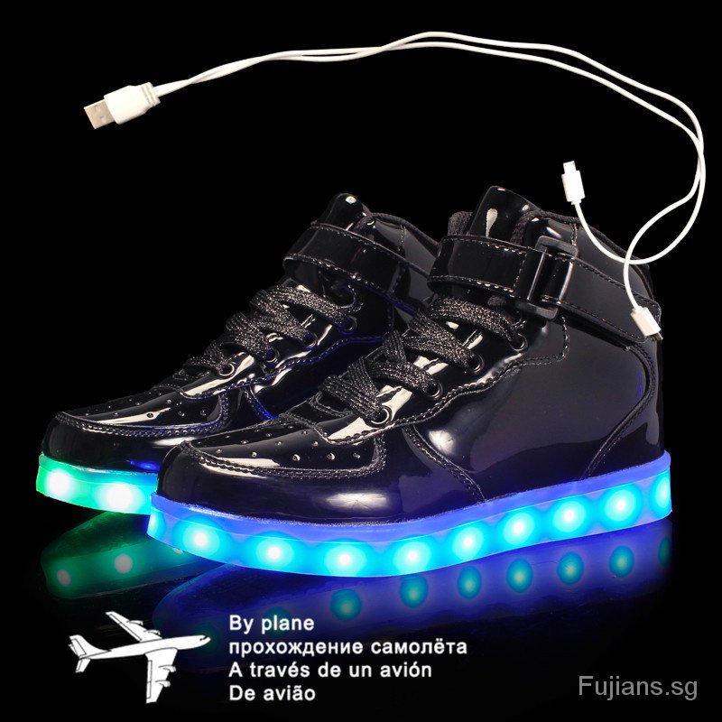 Size 25-46 Kids Led USB Recharge Glowing Shoes Children's Hook Loop Shoes Children's Glowing Sneakers Kids Led Luminous Shoes CQ01