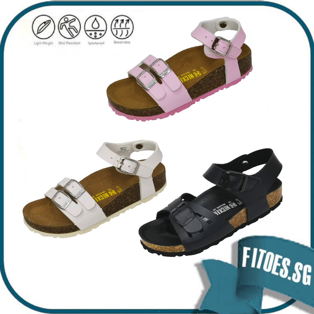 Neckermann Children's Sandals Girls Kids Black Pink White N9147B N9212 (Size 28- 34)