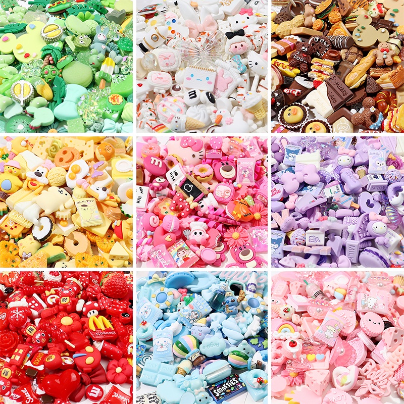 10pcs/20pcs/30pcs Resin Blessing Bag Mini Simulation Mixed Color Children's Food and Play Wine Bottle Diy Handmade Material Bag Mobile Phone Case Making Hair Accessories Cream Glue