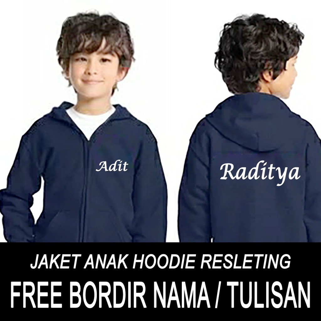 Children's Jacket Embroidered Name Zipper hoodie 1 Year To 12 Years