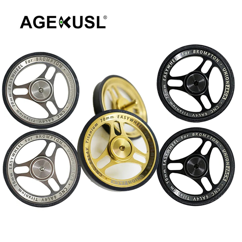 AGEKUSL Bike Ezwheel 70mm Union Jack Titanium Ultra-light Anodized Easy Wheel Use For Brompton Aline Cline Pline Folding Bicycle