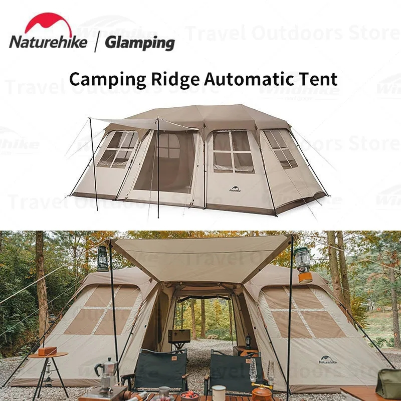 ???Ready Stock Naturehike Village 17 Outdoor Camping With 2 Foyer Automatic Tent Waterproof Sunscreen Large Space With 2 Room Quickly Open Tent