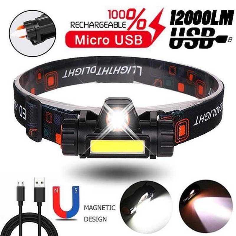 Multifunctional Waterproof Powerful LED Headlamp XPE + COB USB Rechargeable Headlight Head Torch Head Lamp