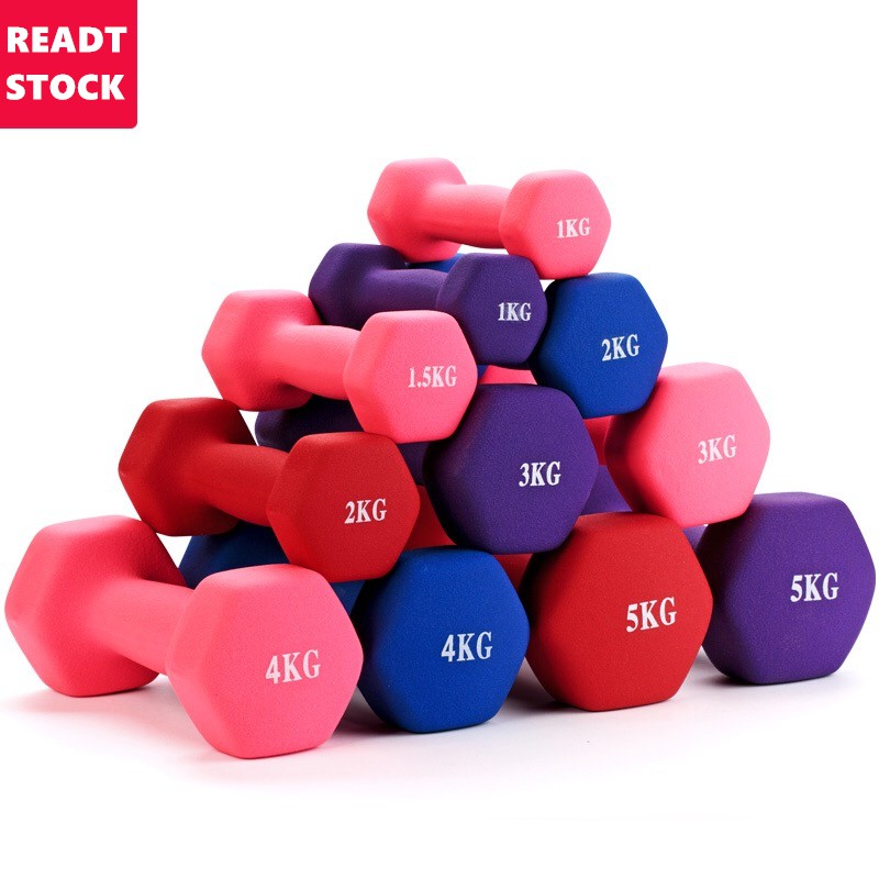 ⭐[Sg Seller] 1/1.5/2/3/5kg Hexagon Dumbbell Weight Training Rubber dumbbell Household Fitness Small Dumbbells