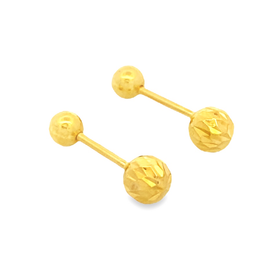 Top Cash Jewellery 916 Gold Simple Design Ball Screw Earrings
