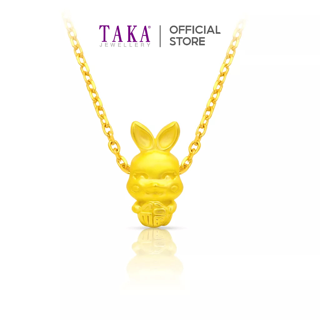 TAKA Jewellery 999 Pure Gold Rabbit Pendant with 9K Gold Chain