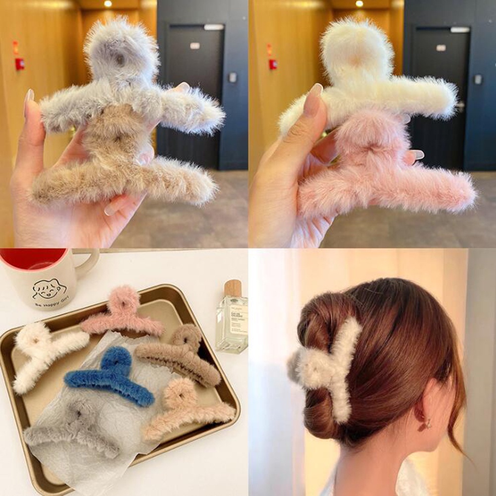 Elegant Acrylic Hair Clip Crab Women Fashion Plush Grab Artificial Fur Shark Headdress