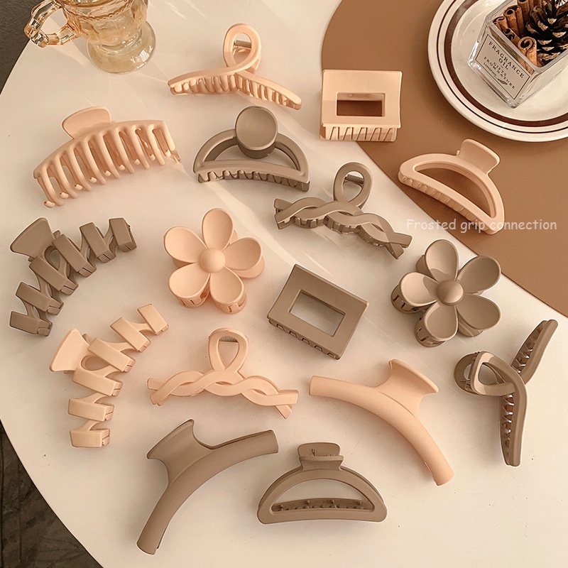 Milk Coffee Series Hair Clip Women Korean Style Fashion Large Hair Clamp Temperament Back Head Shark Clip Hair Accessories
