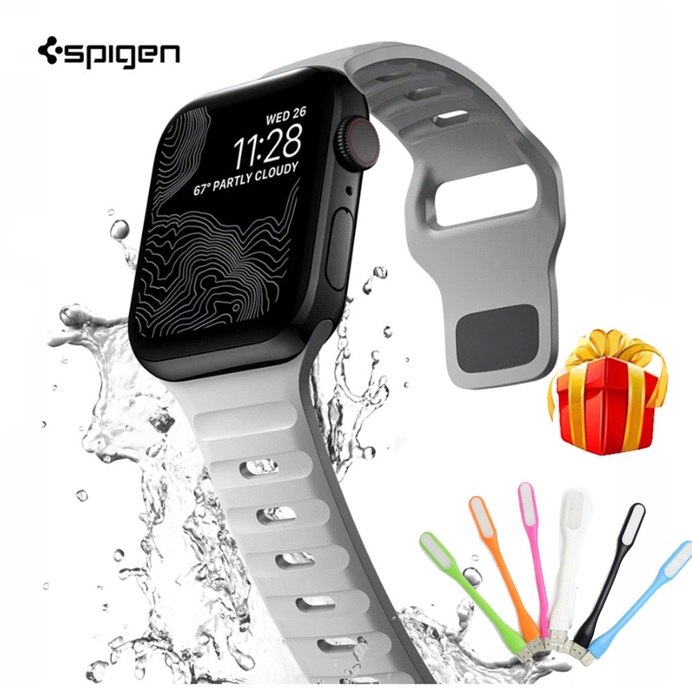 Spigen Silicone Strap for iWatch Replacement Strap 42mm 44mm 45mm Compatible With Smart Watch Series 8 7 6