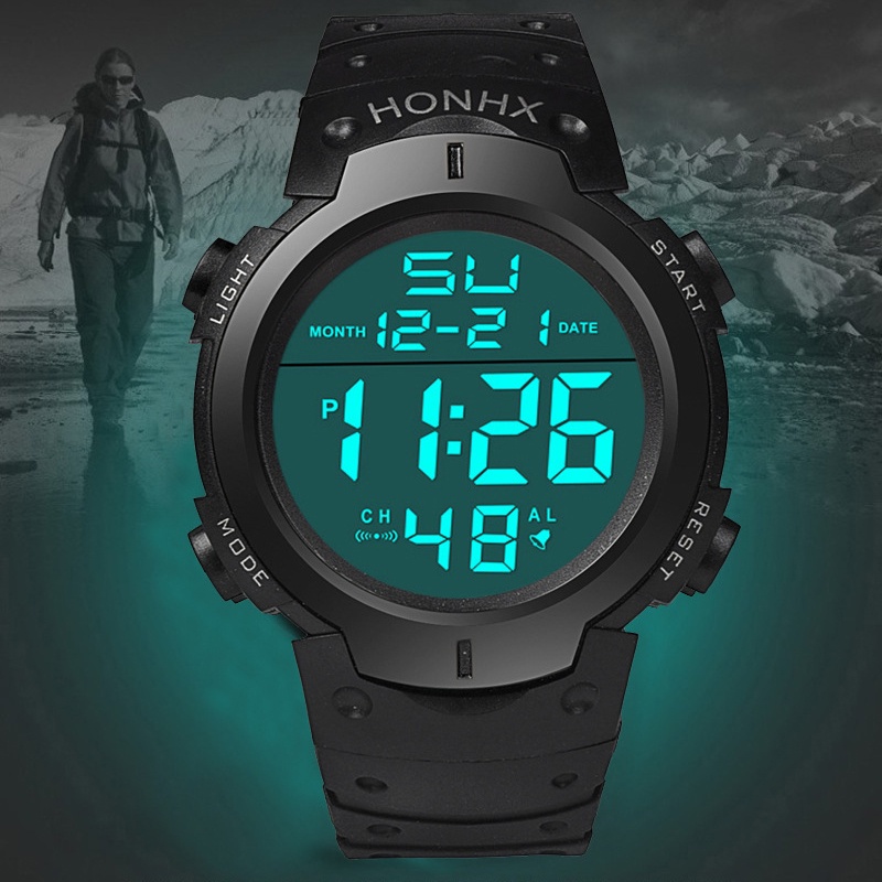 Men Watch Waterproof Silicone LED Digital Stopwatch Date Rubber Sport Wrist Watches