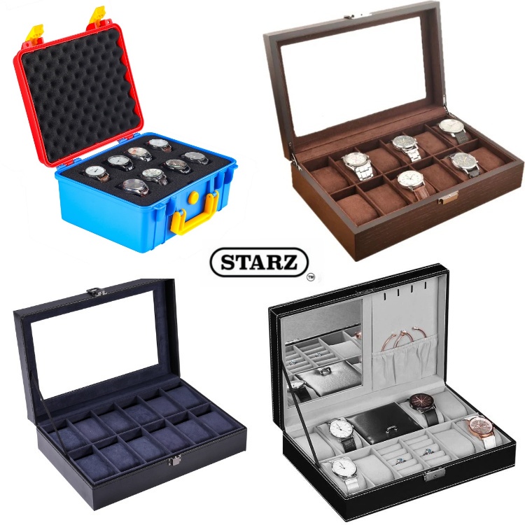 [ STARZ ]  50 Assorted Watch Jewelry Storage Display Organizer Boxes / Sunglass Storage / Watch Travel Pouch / Wooden