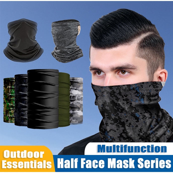 Solid Colour Outdoor Anti UV Buff Bandana Sand Proof Headscarf Classic Black Face Mask