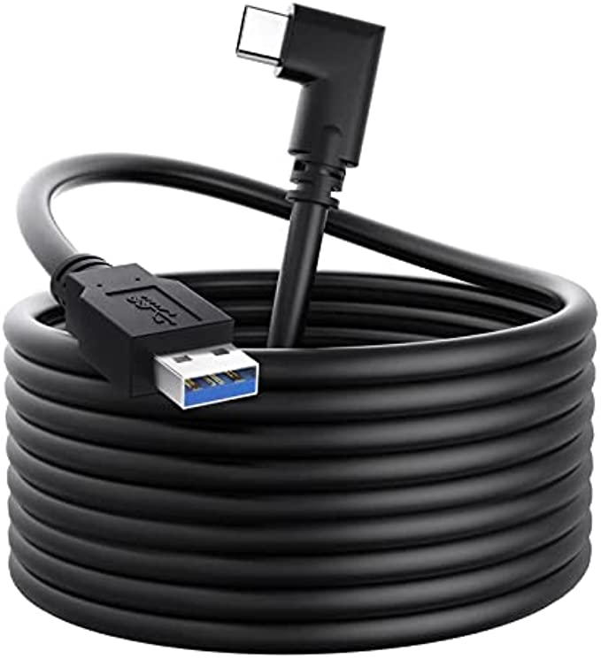 Link Cable 16FT Compatible with Oculus Quest/Meta 2/1 PC/Steam VR, HAARAY USB 3.0 High Speed Data Transfer &amp; Fast Charging USB C Cable for VR Headset and Gaming PC - Black