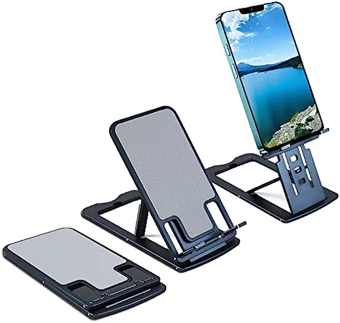 ChashenHa Cell Phone Stand, Phone Stand for Desk, Ultra Thin Aluminum Alloy Adjustable Portable Folding Phone Stand Compatible Samsung/ipad/iPhone13/ 13Mini/ 13Pro/ 13 Pro Max,(Gray)