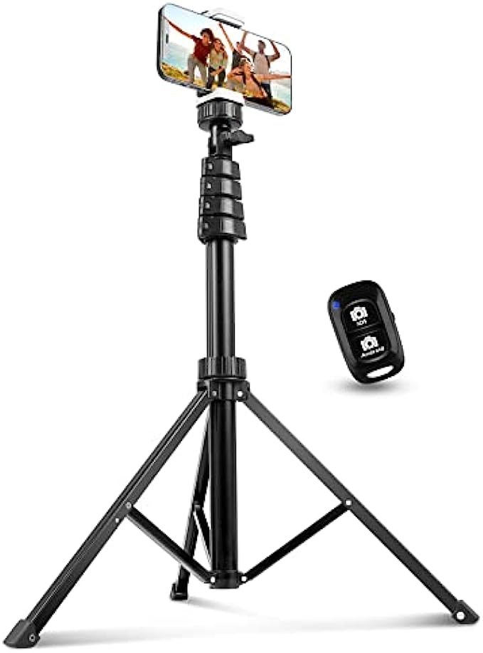 Aureday 62" Phone Tripod Accessory Kits, Camera &amp; Cell Phone Tripod Stand with Wireless Remote and Universal Tripod Head Mount, Perfect for Selfies/Video Recording/Vlogging/Live Streaming
