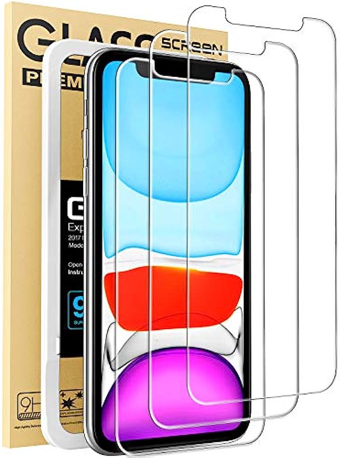 Mkeke Compatible with iPhone XR Screen Protector, iPhone 11 Screen Protector, Tempered Glass Film for Apple iPhone XR and iPhone 11, 3-Pack Clear