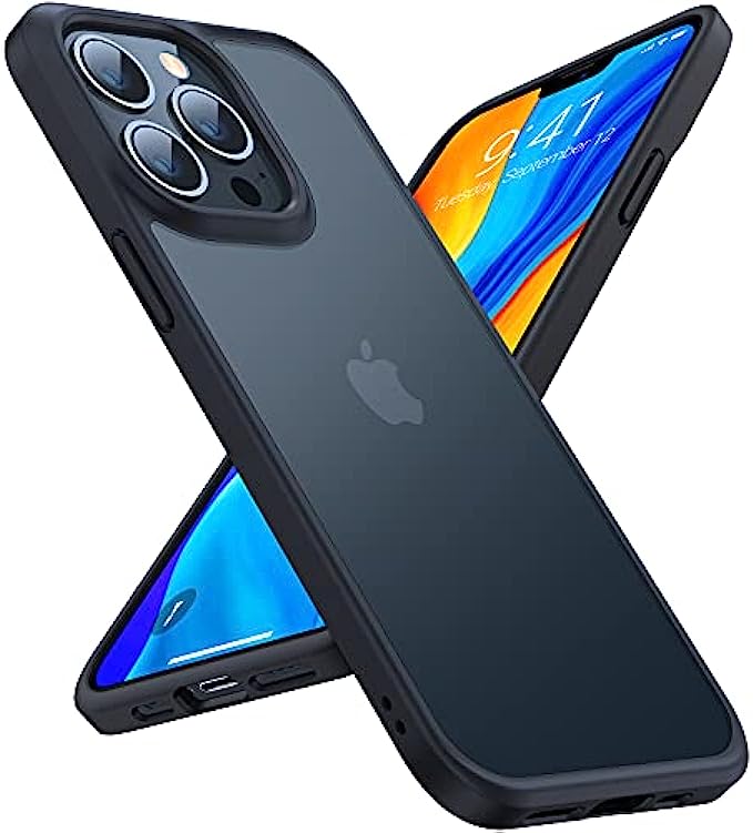 TORRAS Shockproof Compatible for iPhone 13 Pro Max Case, [Military Grade Drop Protection] [Sleek Premium Touch] Translucent Matte Phone Case for iPhone 13 Pro Max Case, Guardian Series, Black