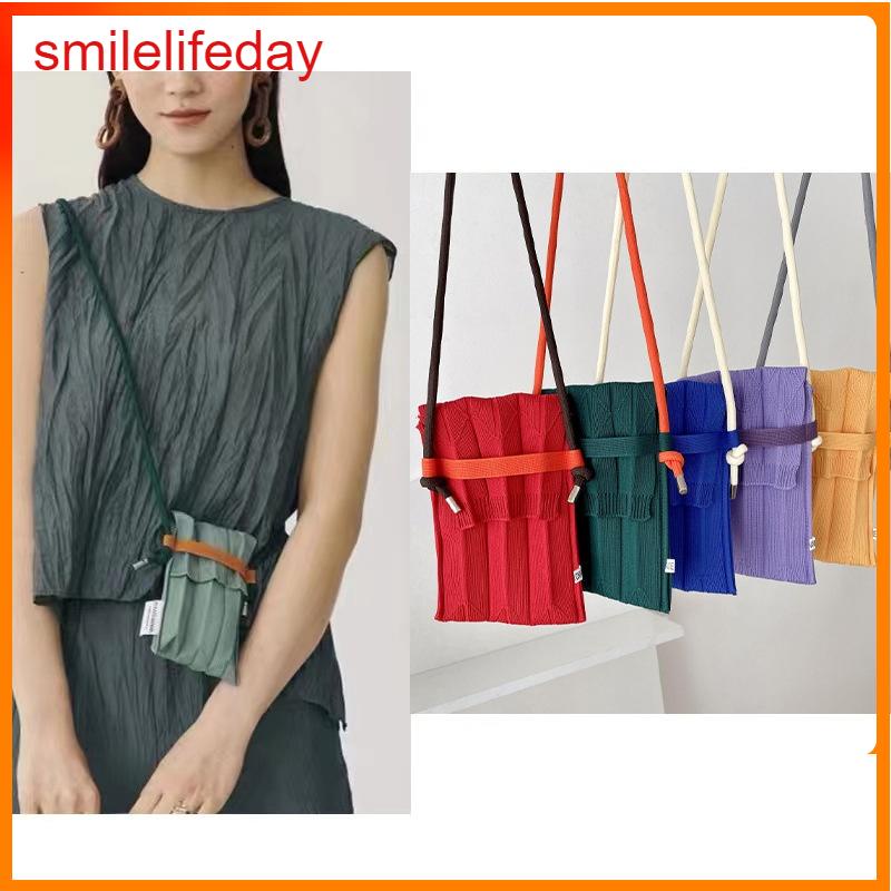 Macaron Pleated Shoulder Bag Crossbody Bag Women's Mini Mobile Phone Bag