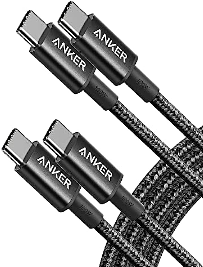 Anker 333 USB C to USB C Cable (6ft 100W, 2-Pack), USB 2.0 Type C Charging Cable Fast Charge for MacBook Pro 2020, iPad Pro 2020, iPad Air 4, Samsung Galaxy S21, Pixel, Switch, LG, and More (Black)